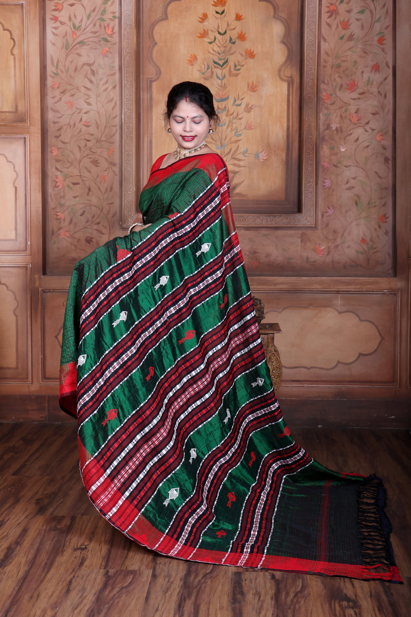 VANAJALA FISH MASTERWEAVE TUSSAR COTTON KOTPAD SAREE