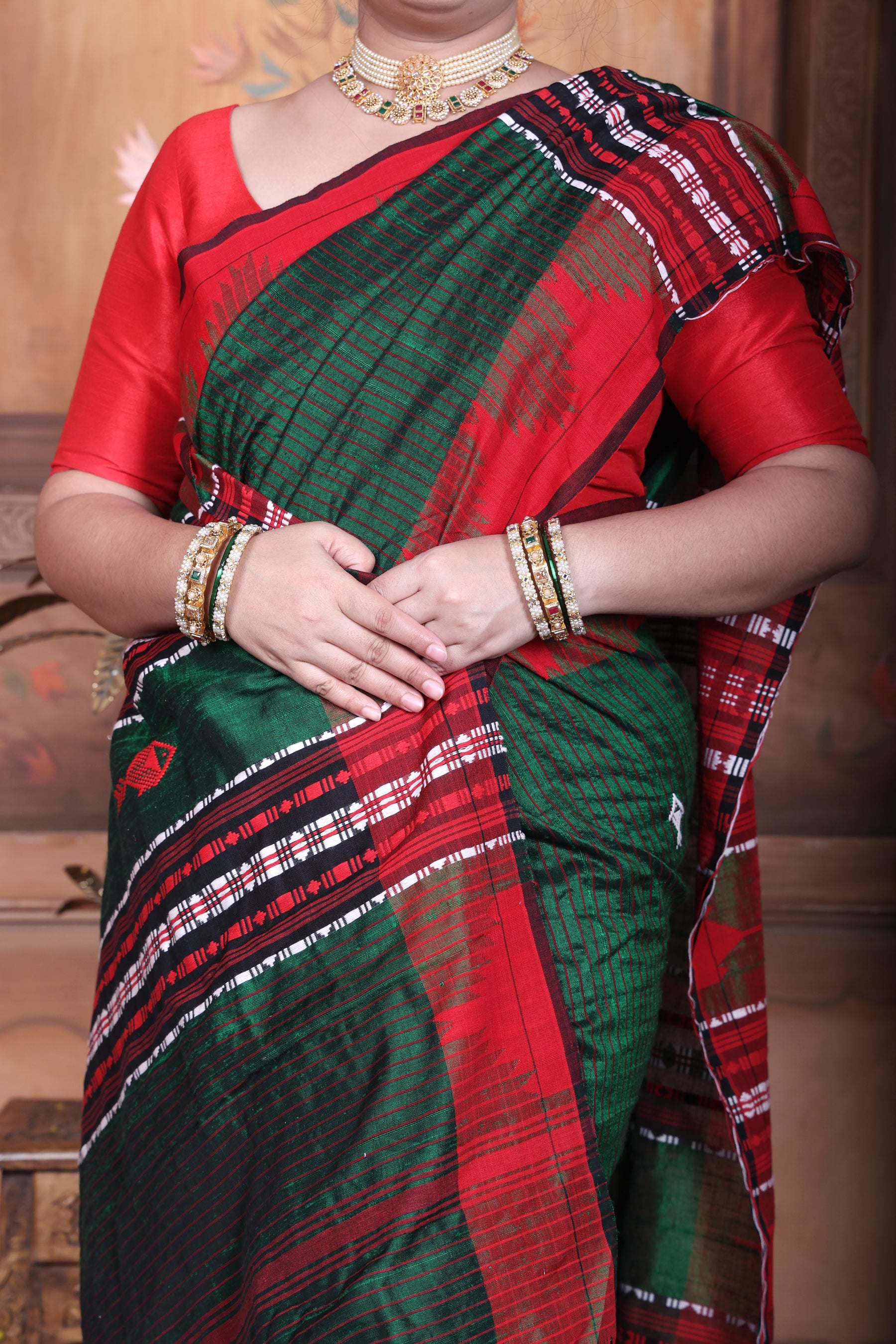 VANAJALA FISH MASTERWEAVE TUSSAR COTTON KOTPAD SAREE