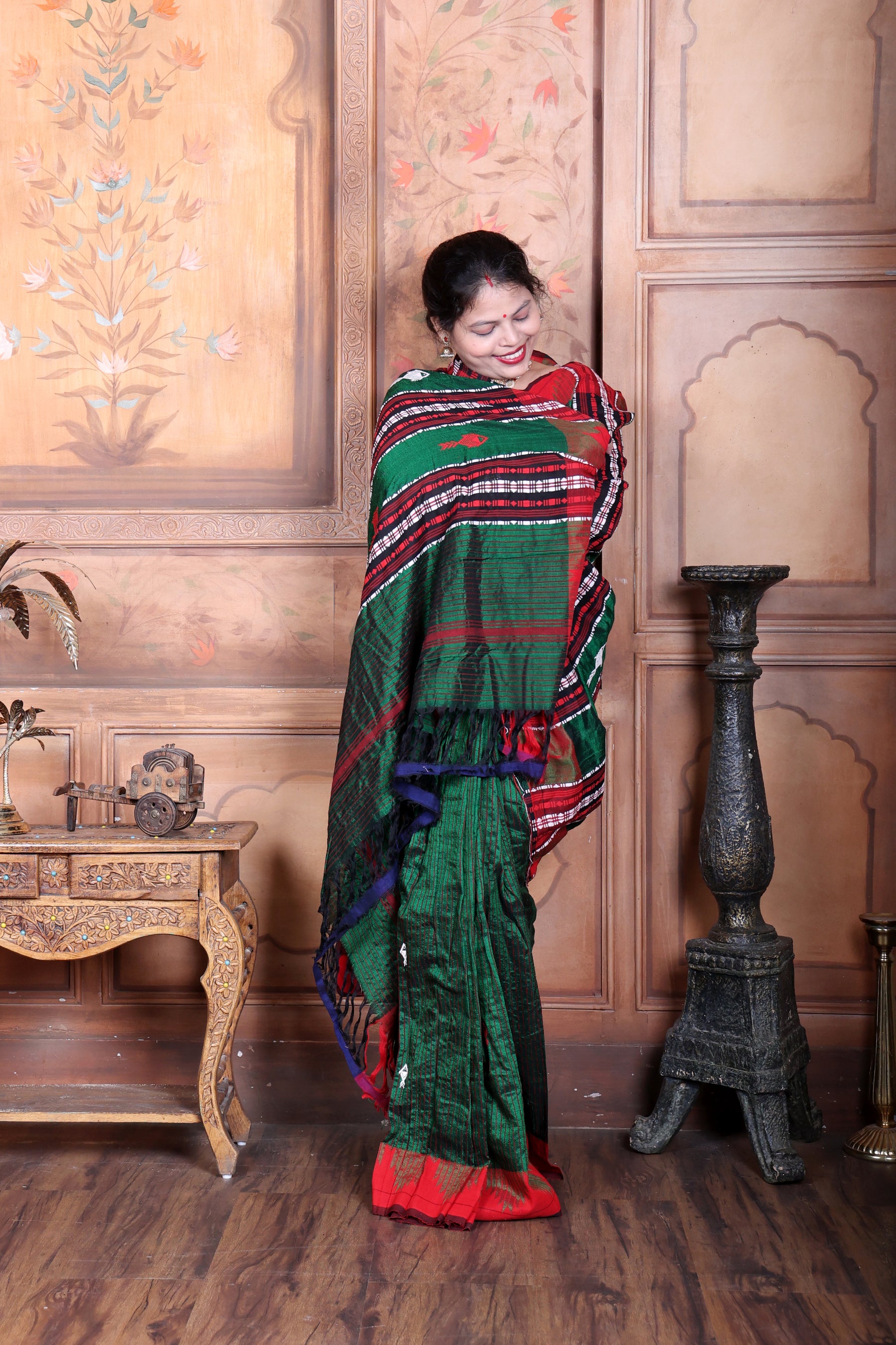 VANAJALA FISH MASTERWEAVE TUSSAR COTTON KOTPAD SAREE