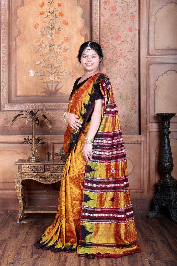 KANAKPRABHA TEMPLE TORTOISE MASTERWEAVE TUSSAR COTTON KOTPAD SAREE