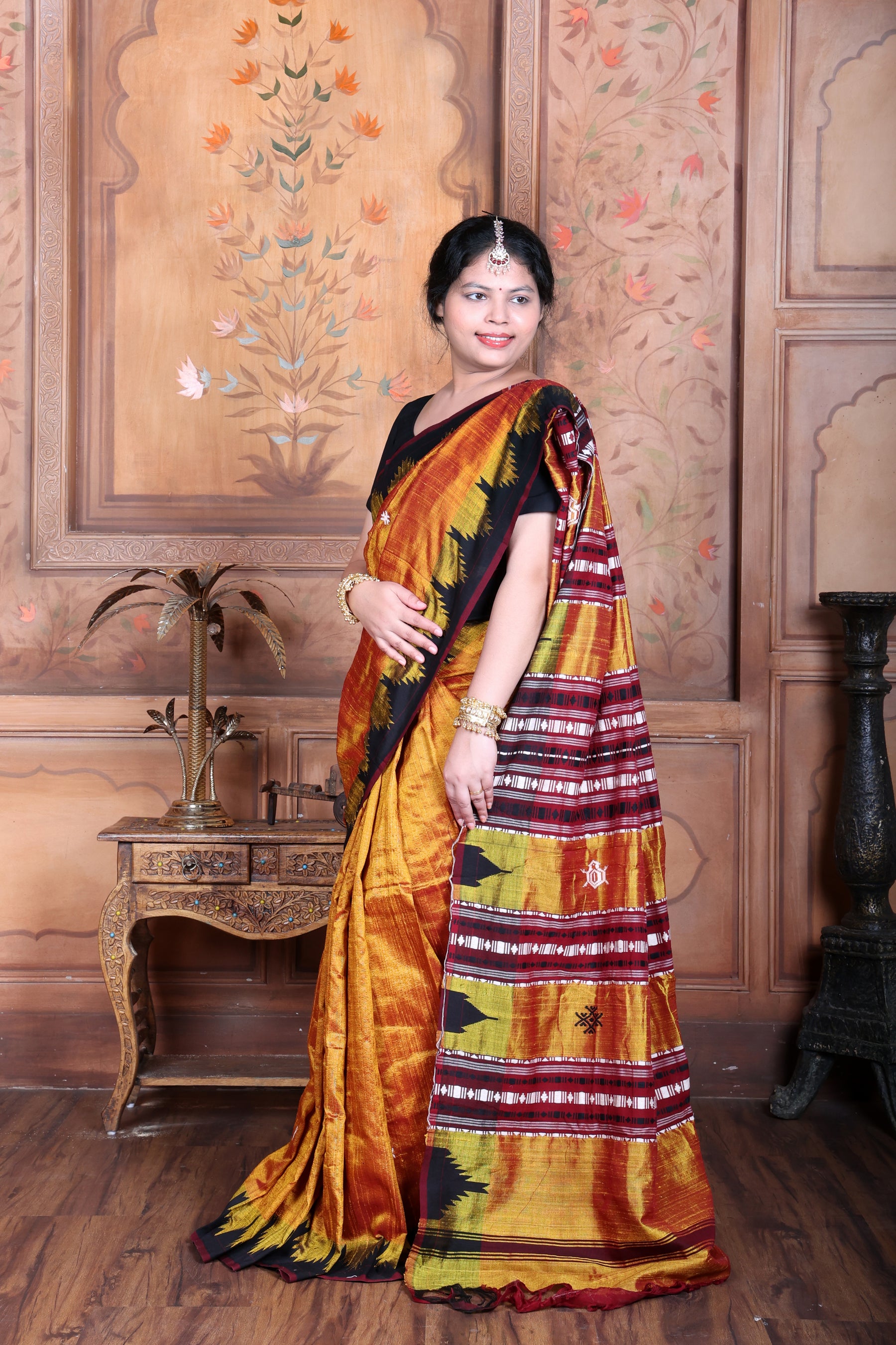 KANAKPRABHA TEMPLE TORTOISE MASTERWEAVE TUSSAR COTTON KOTPAD SAREE