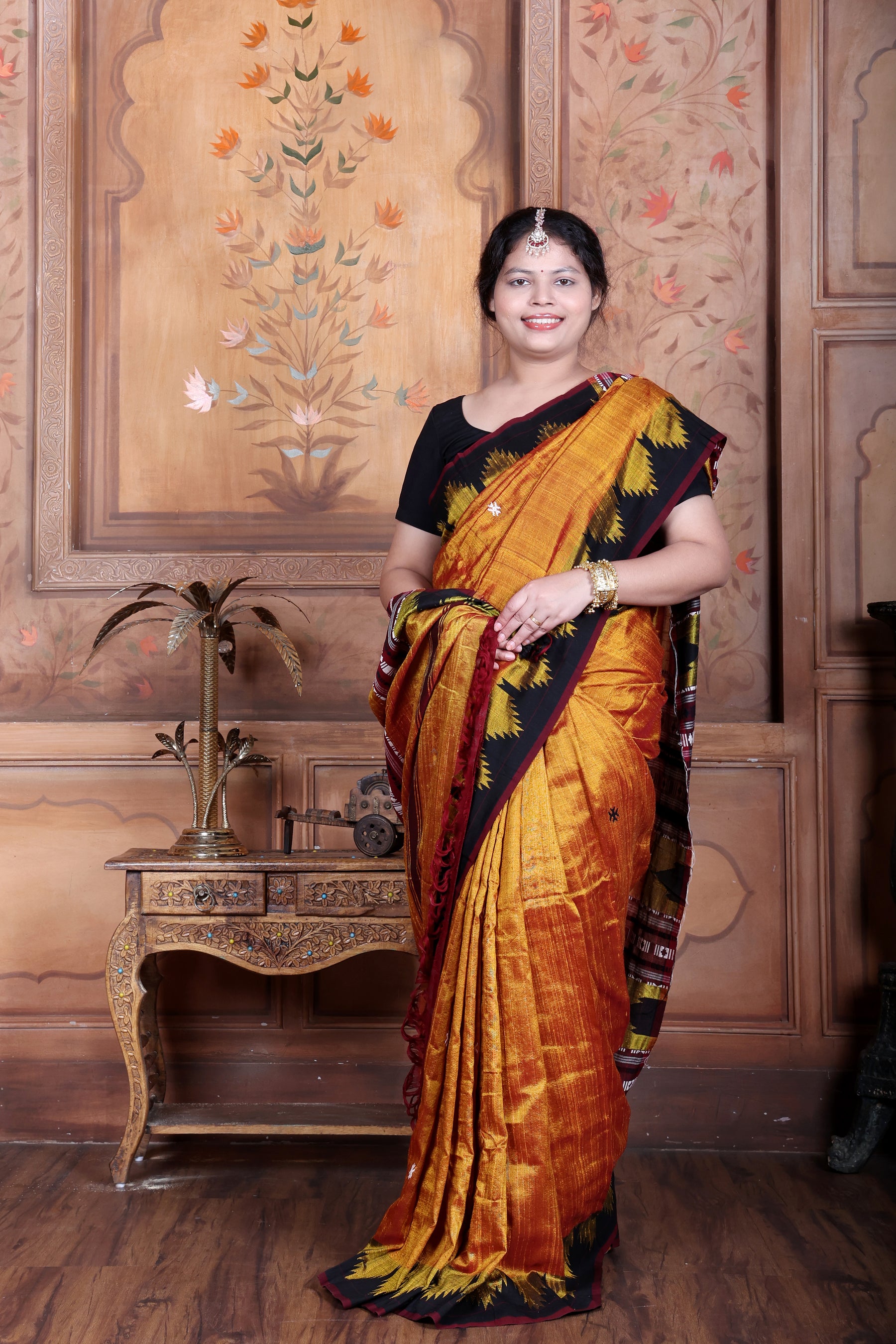 KANAKPRABHA TEMPLE TORTOISE MASTERWEAVE TUSSAR COTTON KOTPAD SAREE