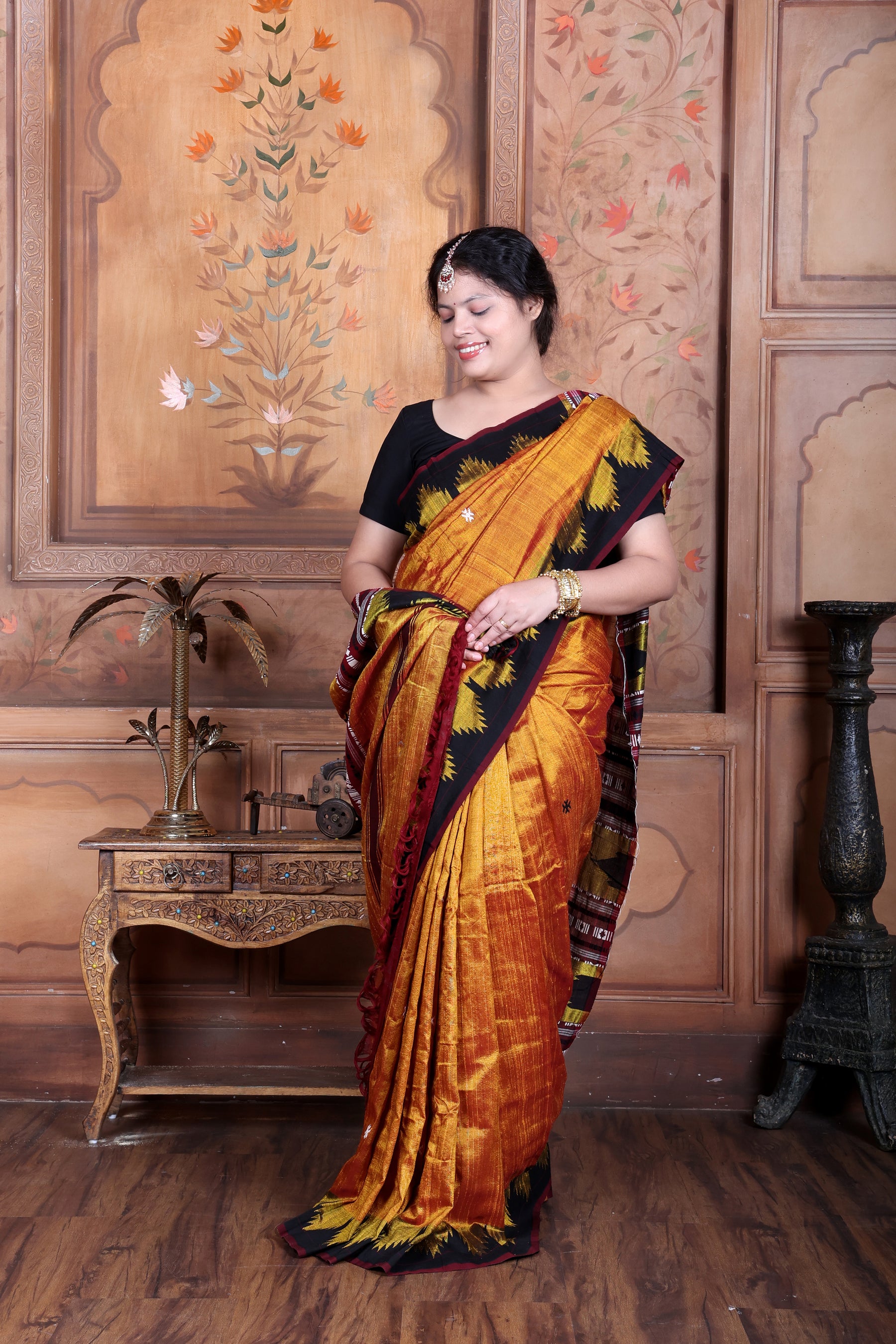 KANAKPRABHA TEMPLE TORTOISE MASTERWEAVE TUSSAR COTTON KOTPAD SAREE