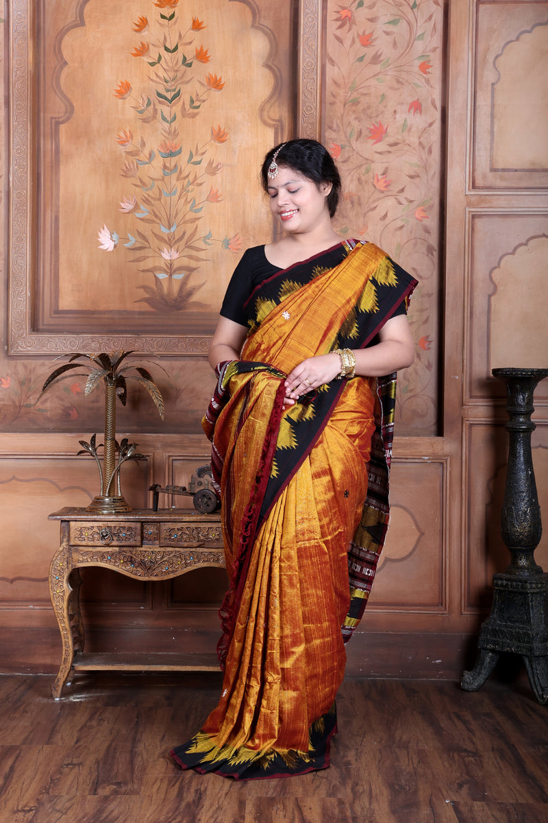 KANAKPRABHA TEMPLE TORTOISE MASTERWEAVE TUSSAR COTTON KOTPAD SAREE