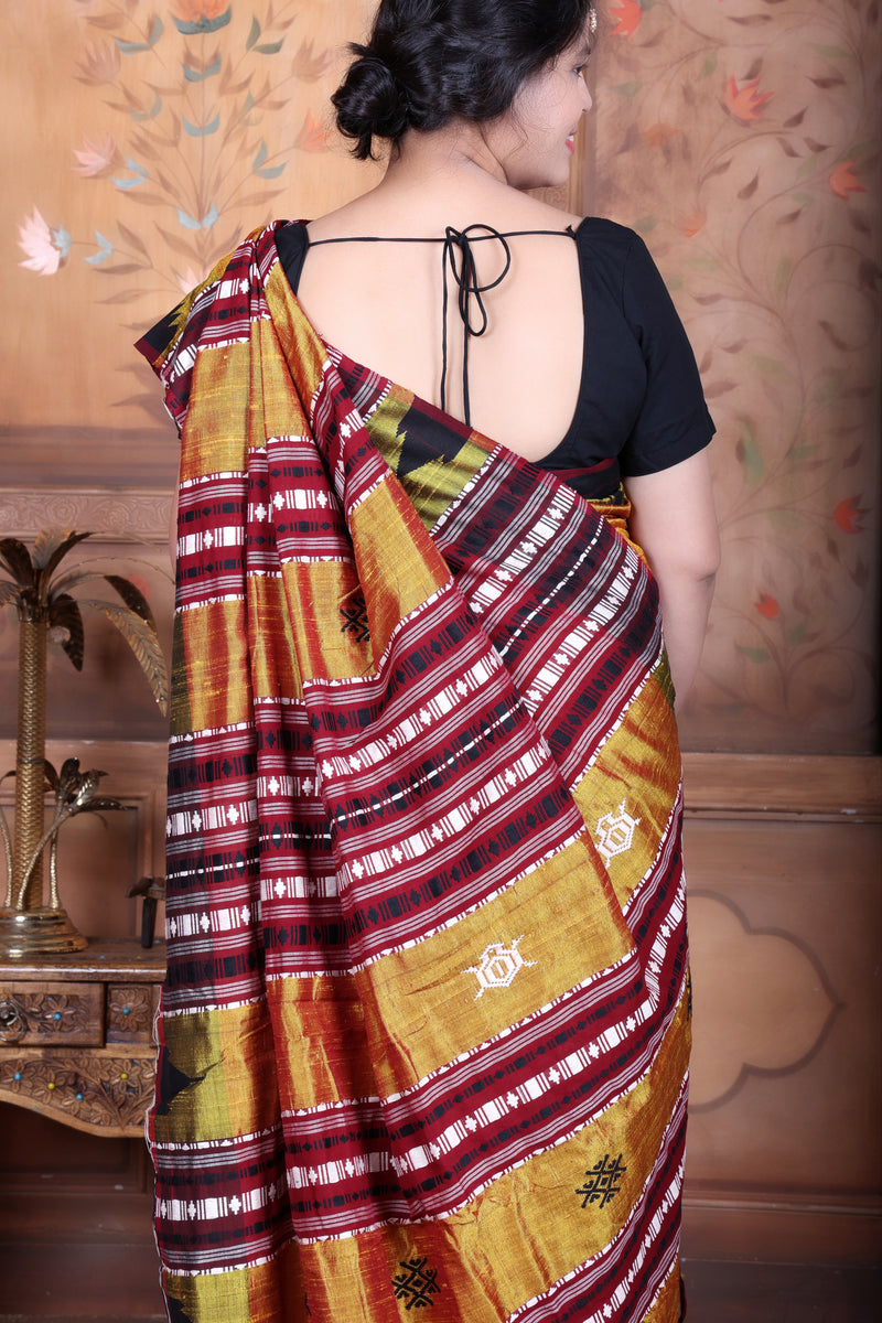 KANAKPRABHA TEMPLE TORTOISE MASTERWEAVE TUSSAR COTTON KOTPAD SAREE