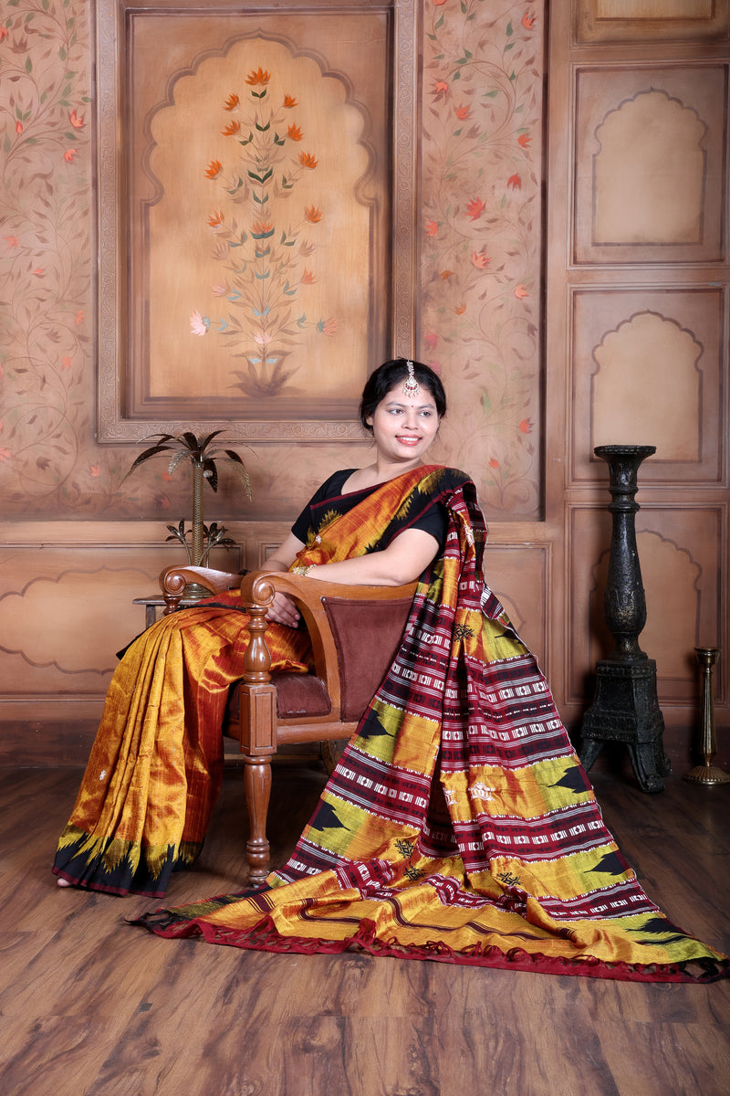 KANAKPRABHA TEMPLE TORTOISE MASTERWEAVE TUSSAR COTTON KOTPAD SAREE