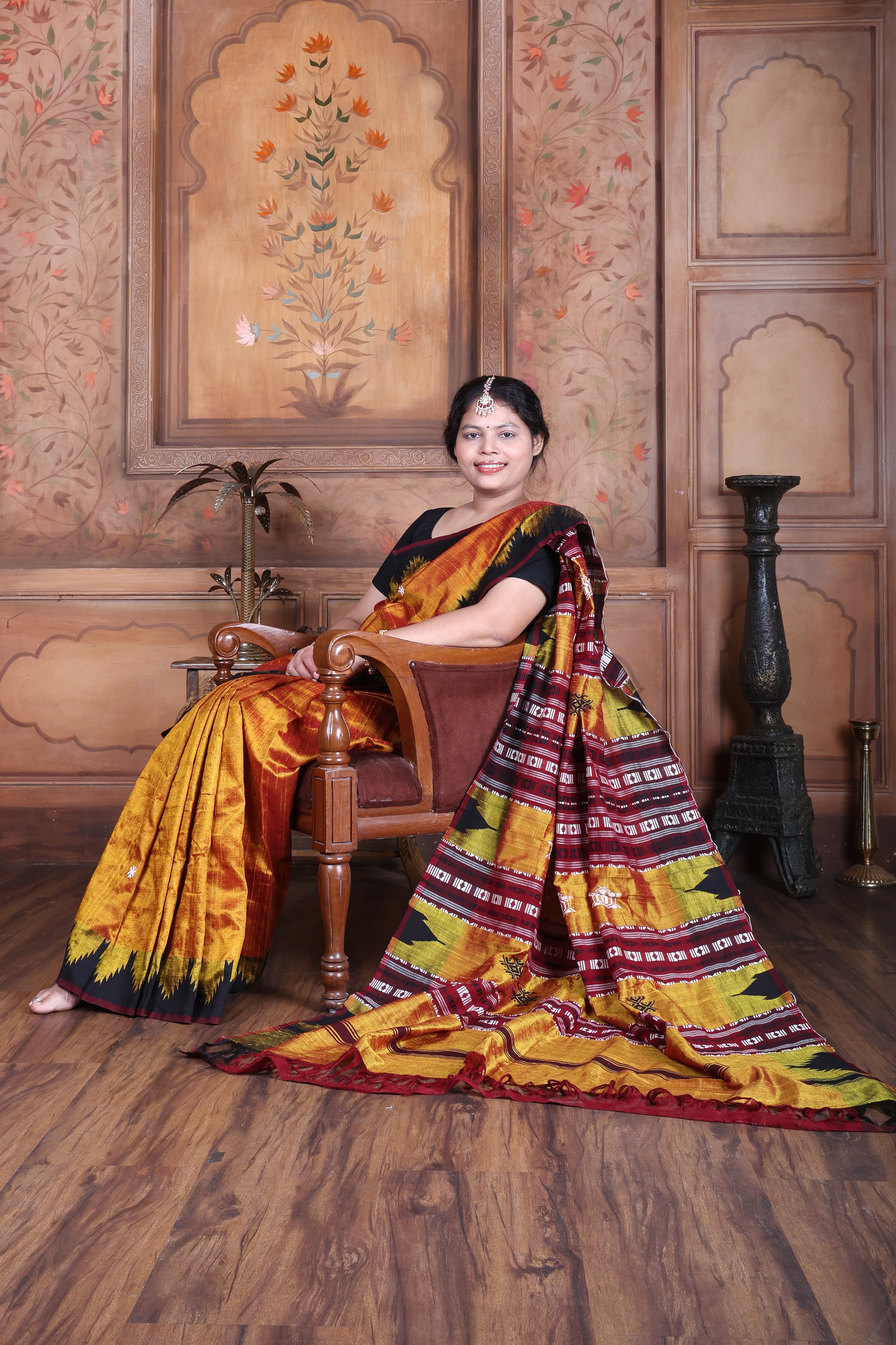 KANAKPRABHA TEMPLE TORTOISE MASTERWEAVE TUSSAR COTTON KOTPAD SAREE