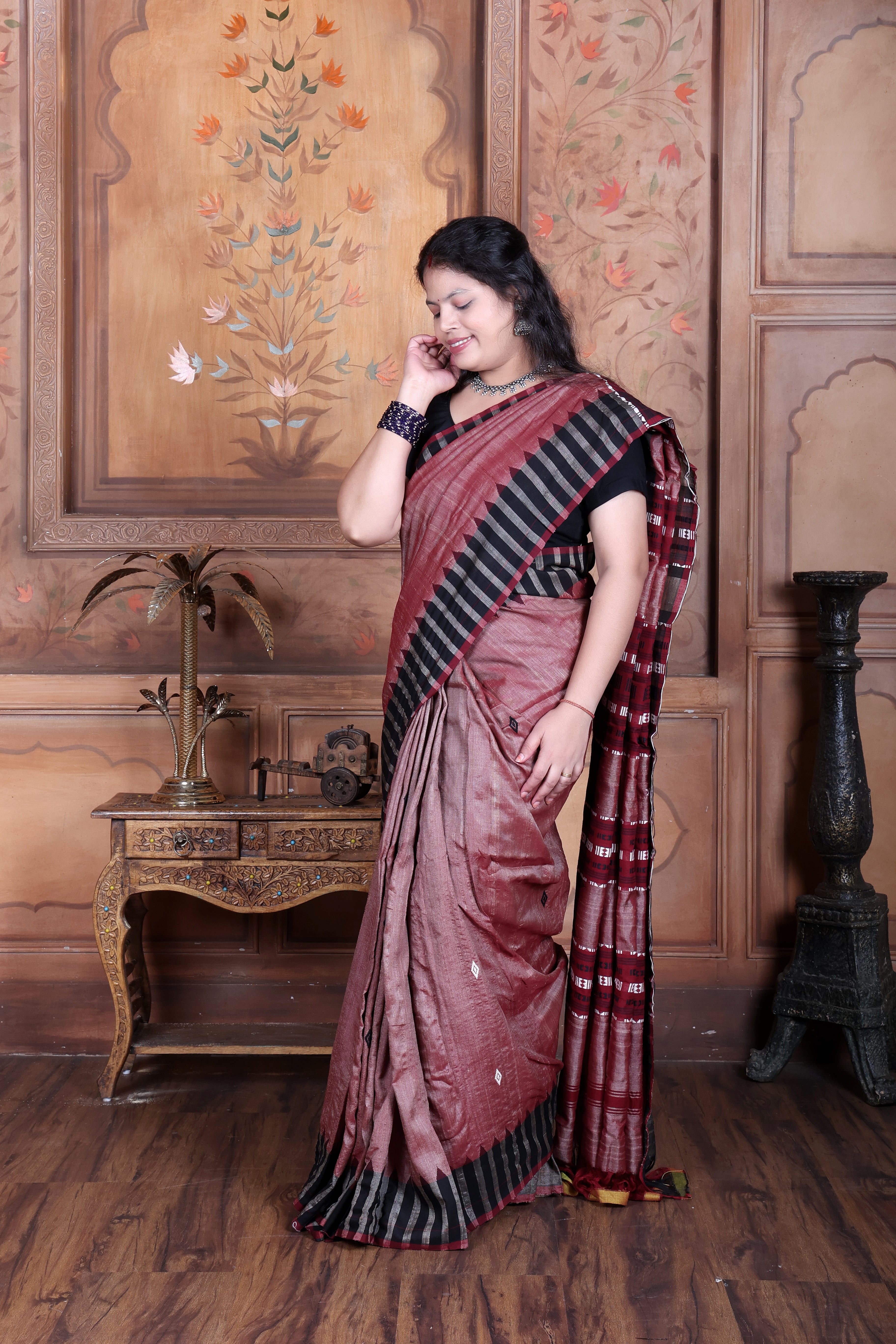 MRINALINI PEACOCK MASTERWEAVE TUSSAR COTTON KOTPAD SAREE