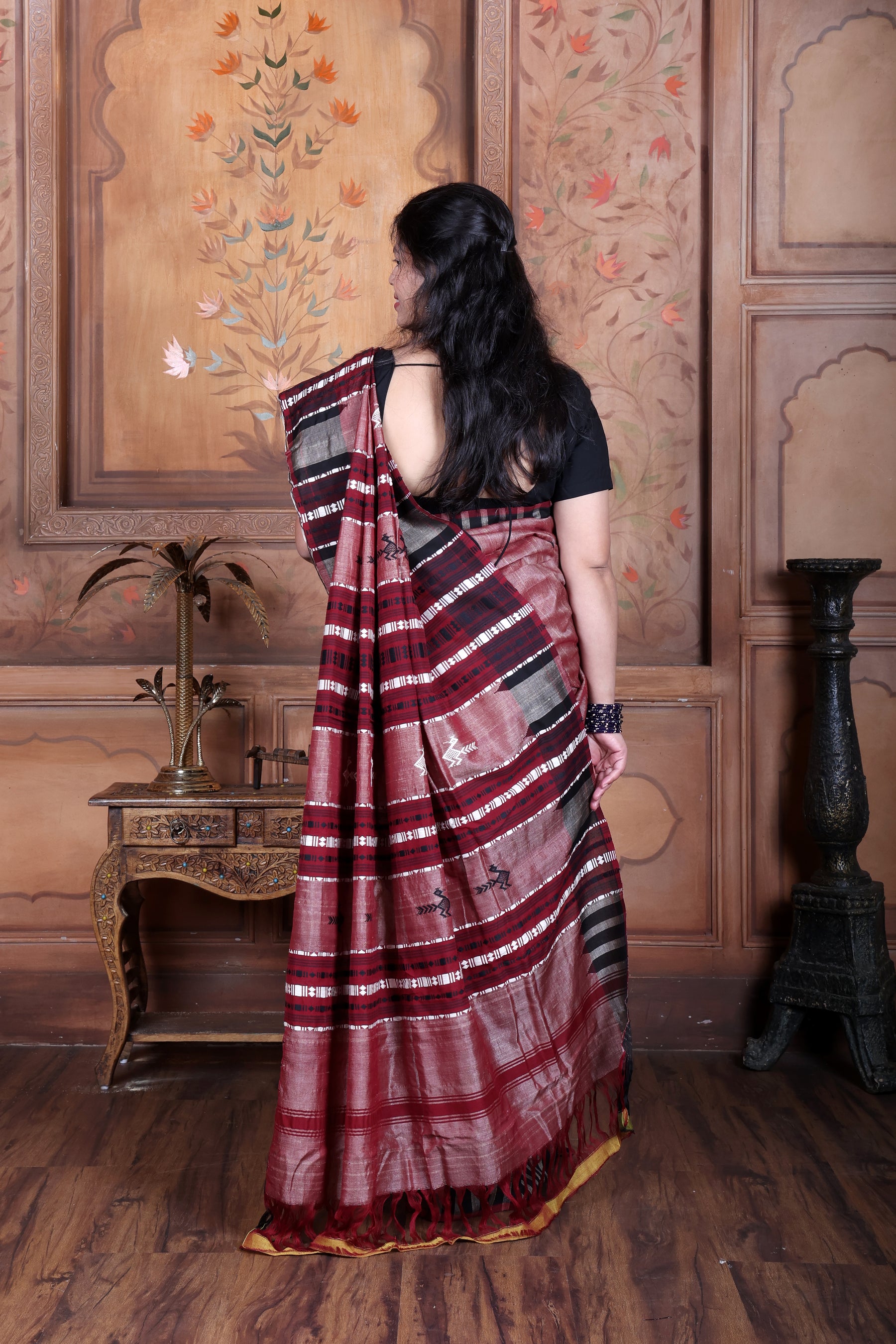 MRINALINI PEACOCK MASTERWEAVE TUSSAR COTTON KOTPAD SAREE