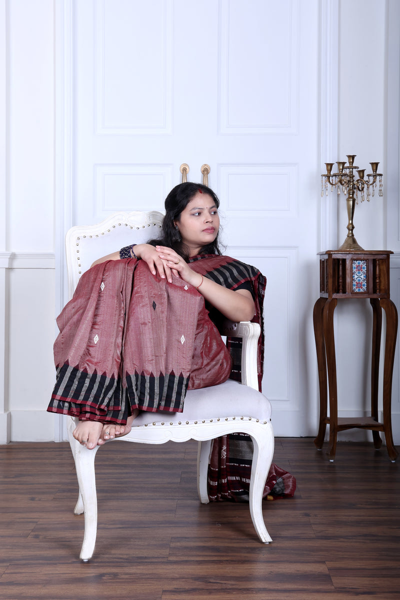 MRINALINI PEACOCK MASTERWEAVE TUSSAR COTTON KOTPAD SAREE