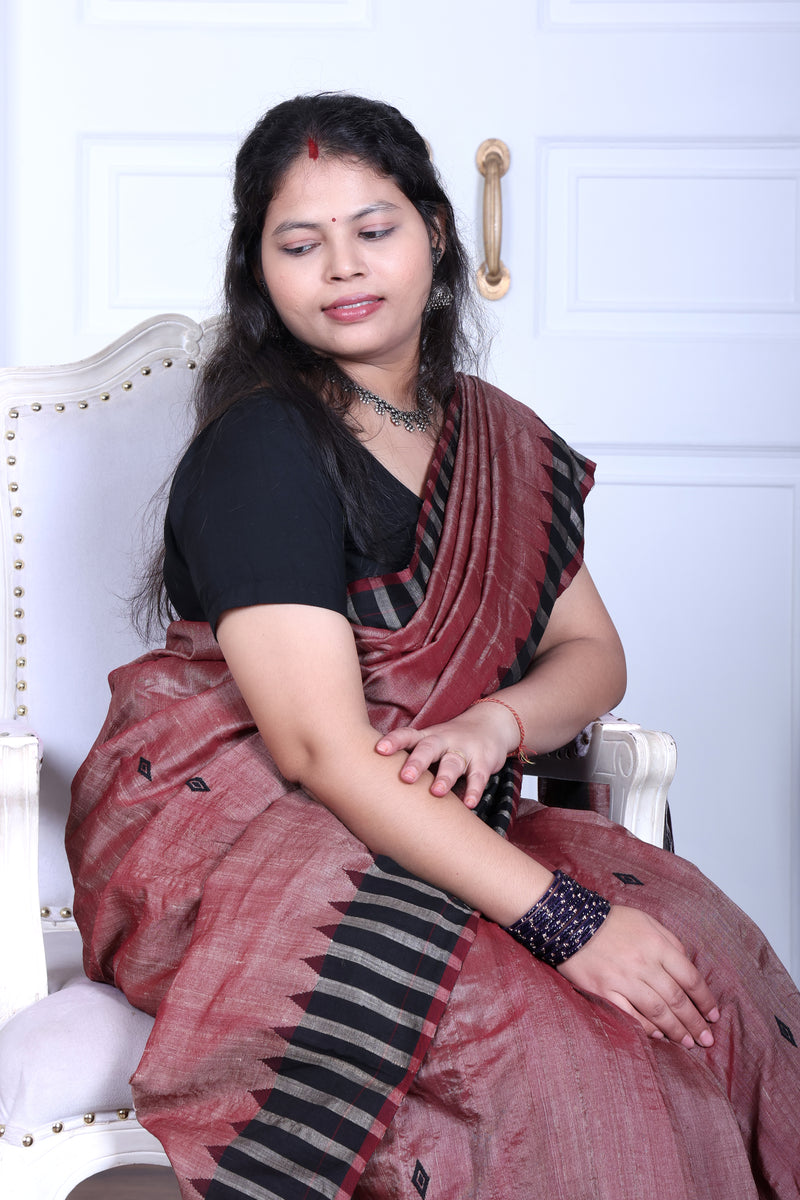 MRINALINI PEACOCK MASTERWEAVE TUSSAR COTTON KOTPAD SAREE