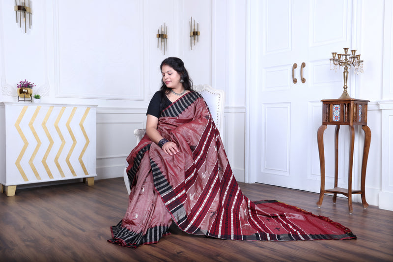 MRINALINI PEACOCK MASTERWEAVE TUSSAR COTTON KOTPAD SAREE