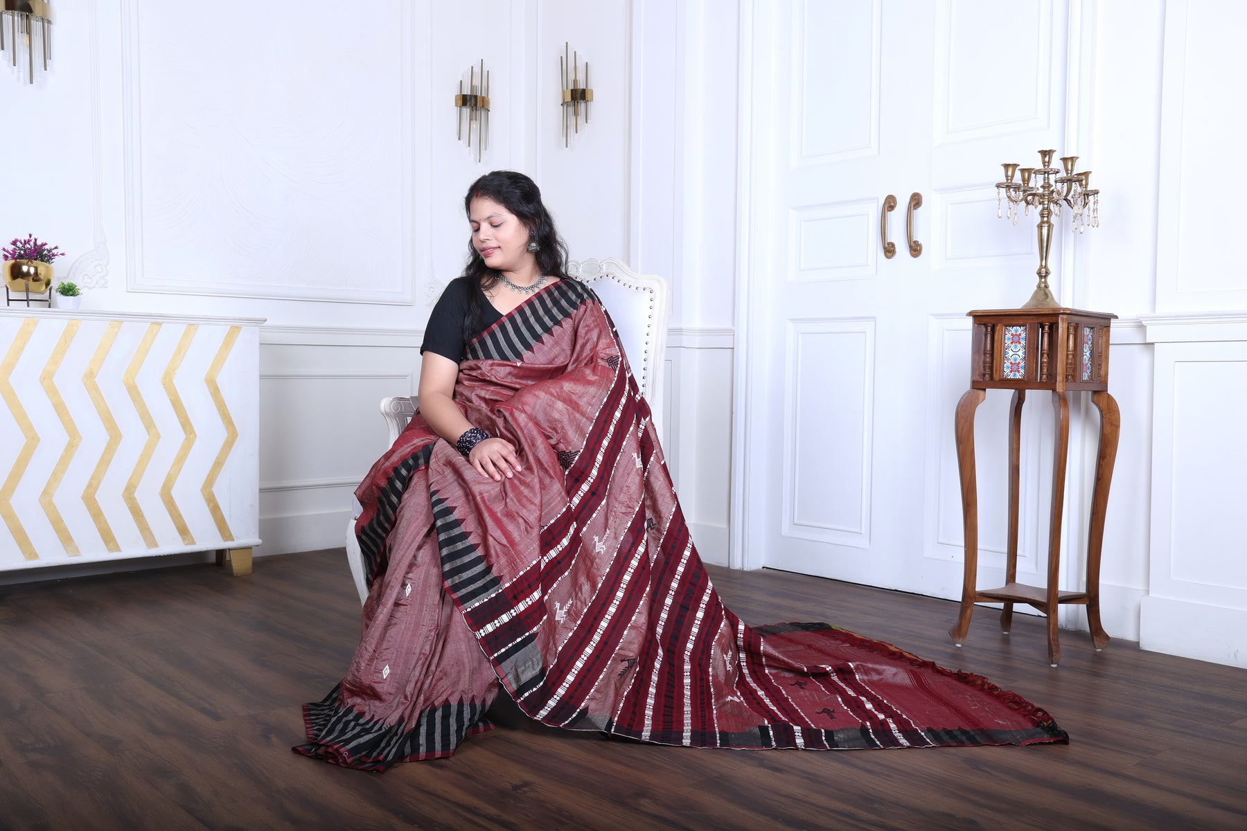 MRINALINI PEACOCK MASTERWEAVE TUSSAR COTTON KOTPAD SAREE