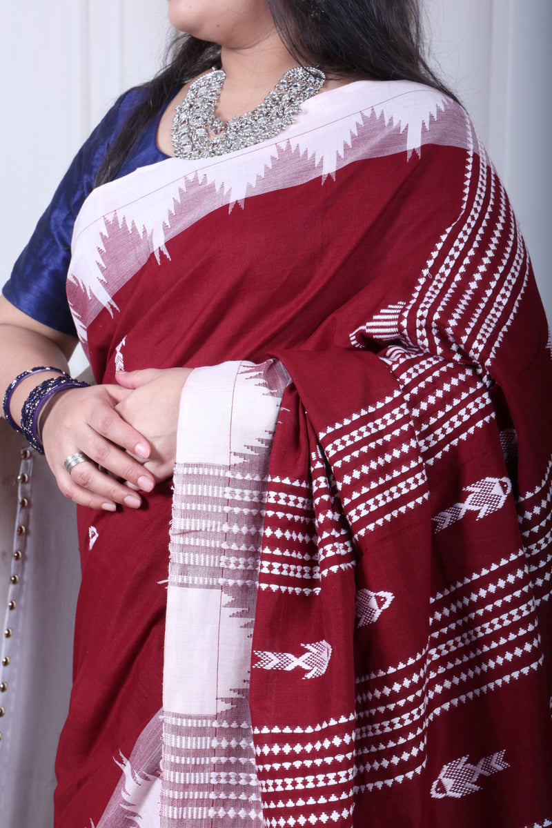 PALASH FISH MASTERWEAVE COTTON KOTPAD SAREE