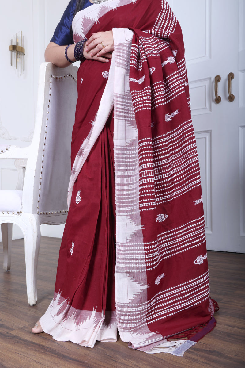 PALASH FISH MASTERWEAVE COTTON KOTPAD SAREE