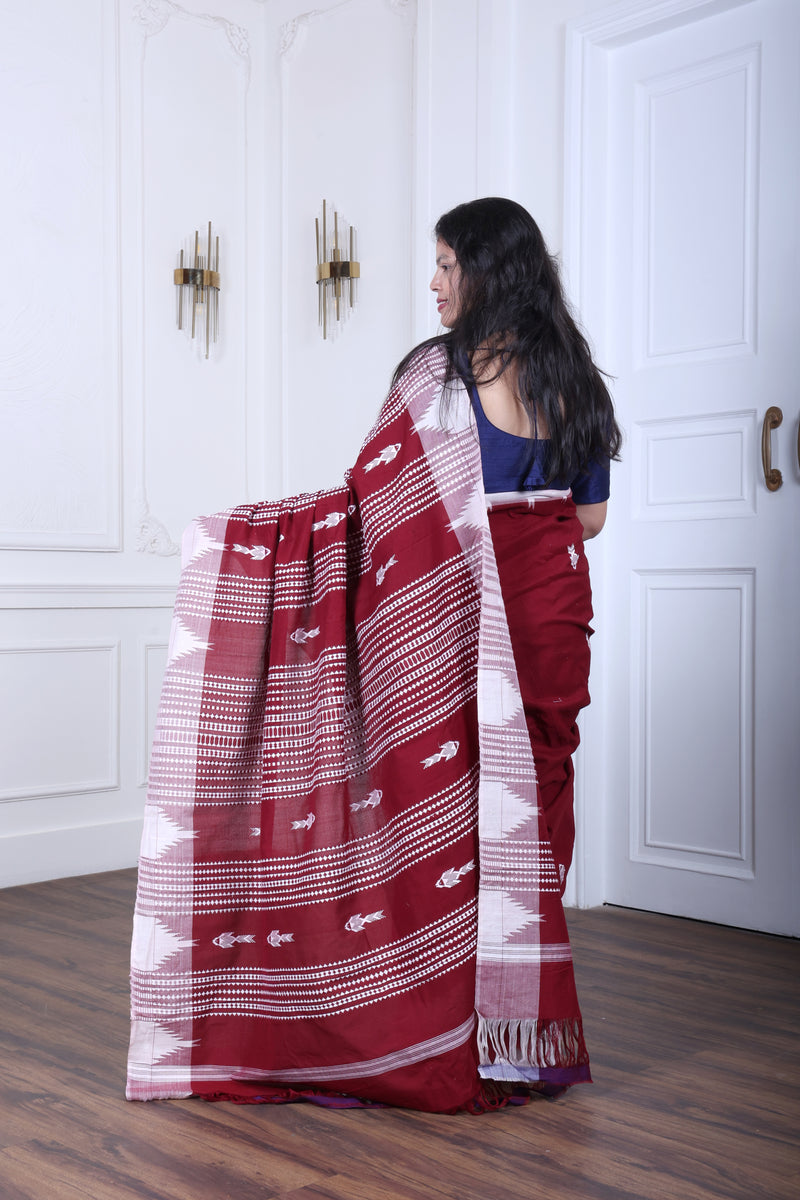 PALASH FISH MASTERWEAVE COTTON KOTPAD SAREE