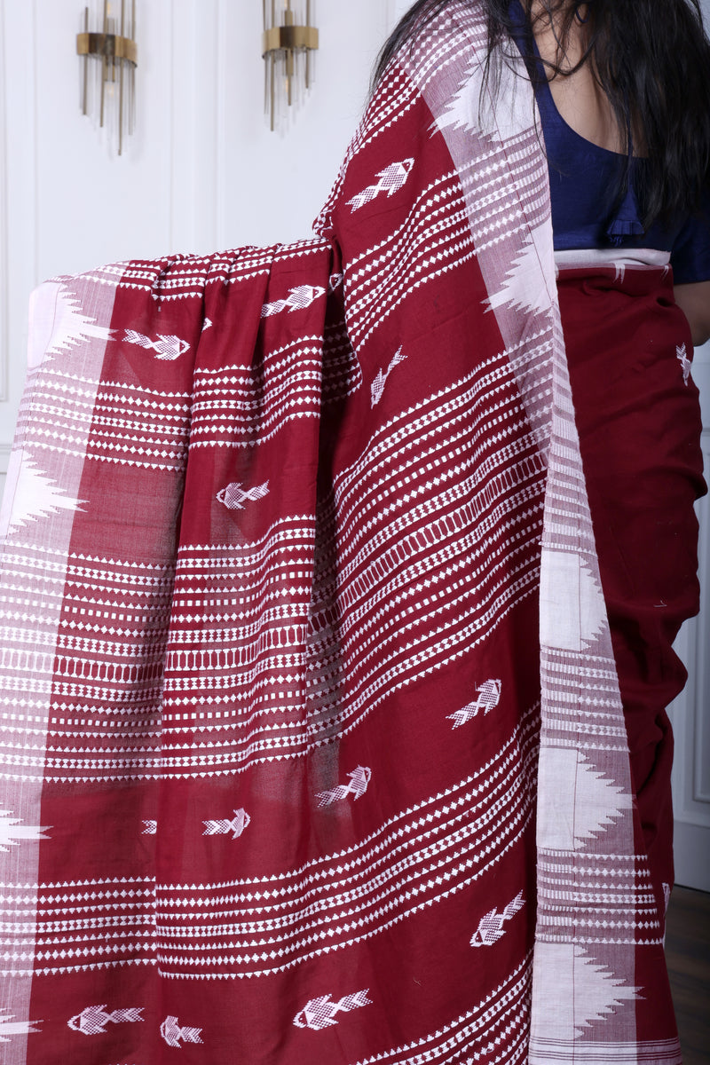 PALASH FISH MASTERWEAVE COTTON KOTPAD SAREE