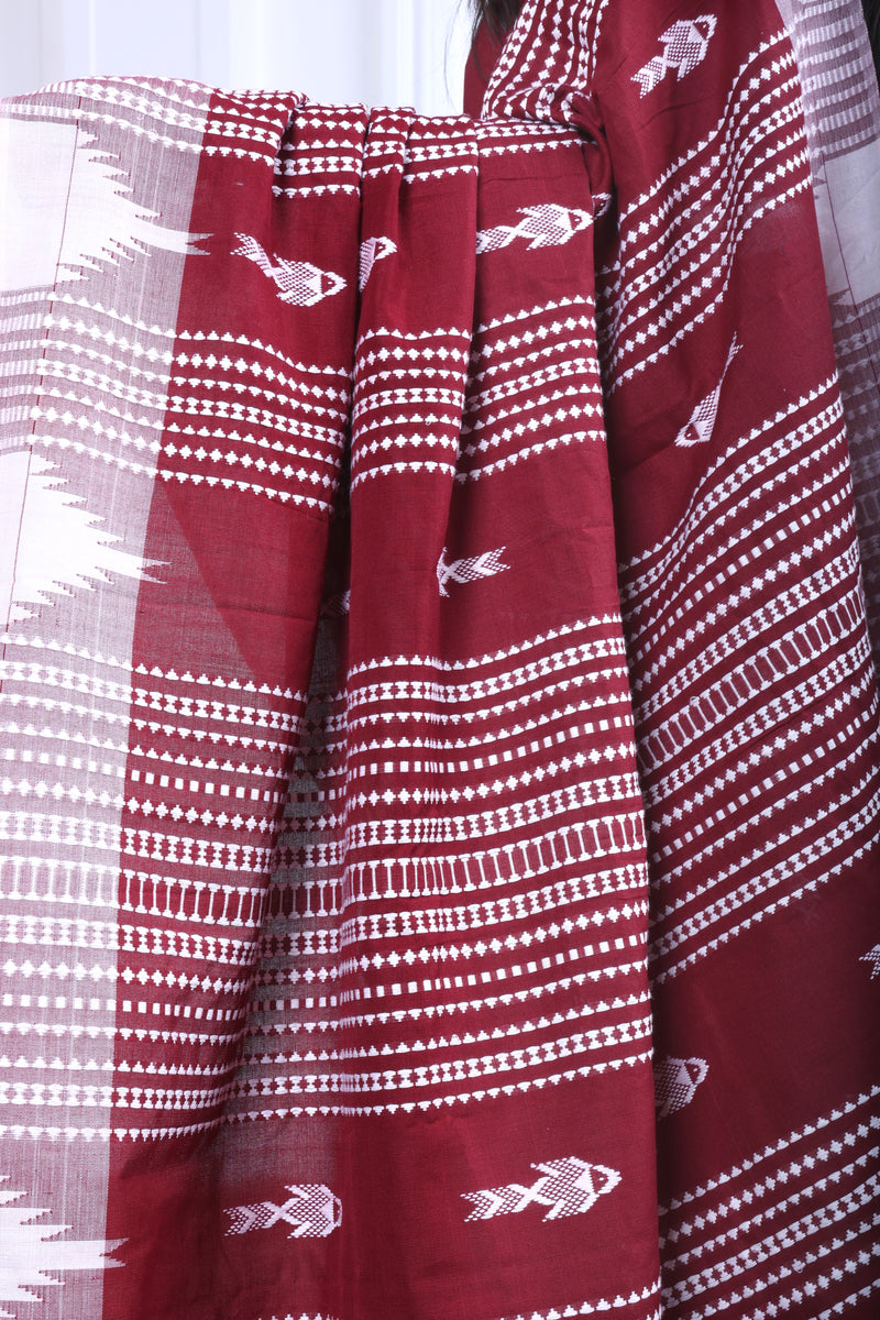 PALASH FISH MASTERWEAVE COTTON KOTPAD SAREE